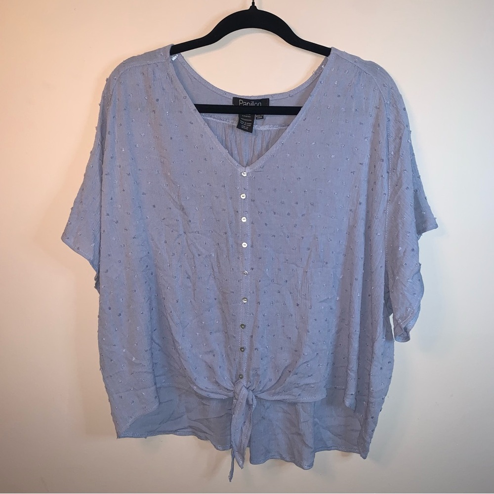 Papillon Button Tie Front Blouse L